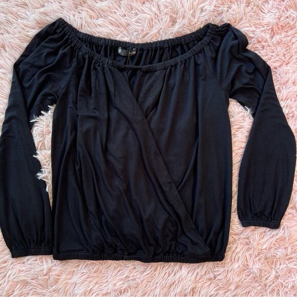 Krisa Black Off-Shoulder Top NWT soft extra small - Picture 1 of 6